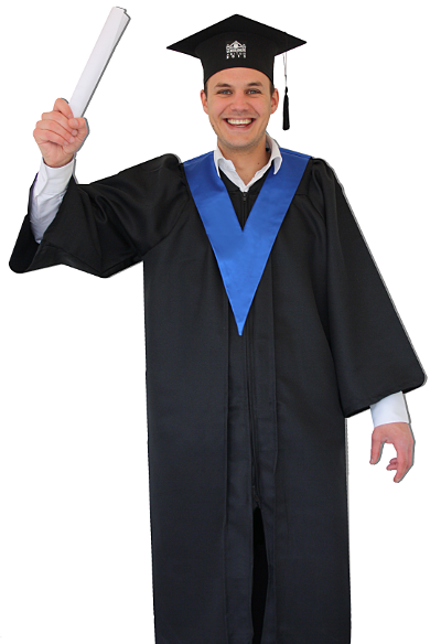 Graduation Gown + Student-Tie in colour gold | Square Caps®
